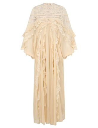 Abito a balze con inserti Rebellion color crema online