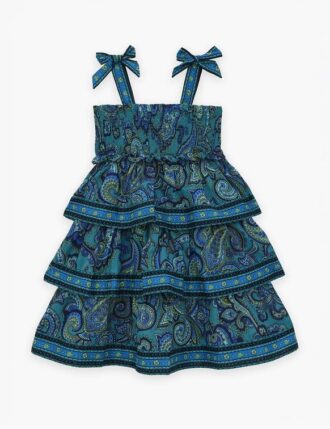 Abito a balze Patience Kids in blu paisley online