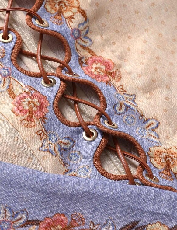 Abito a tunica Indra con sciarpa biscotto a motivi floreali online Abito a tunica Indra con sciarpa biscotto a motivi floreali online