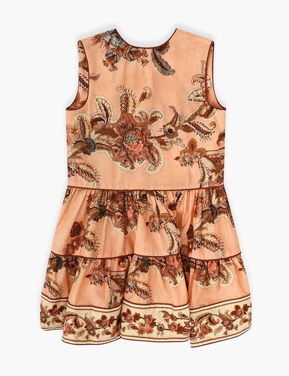Abito Aster Kids con orlo a contrasto in tessuto Jacobean color pesca online Abito Aster Kids con orlo a contrasto in tessuto Jacobean color pesca online