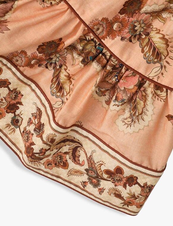 Abito Aster Kids con orlo a contrasto in tessuto Jacobean color pesca online Abito Aster Kids con orlo a contrasto in tessuto Jacobean color pesca online