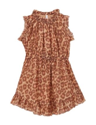 Abito con spalline Patience Kids in leopardo marrone chiaro online
