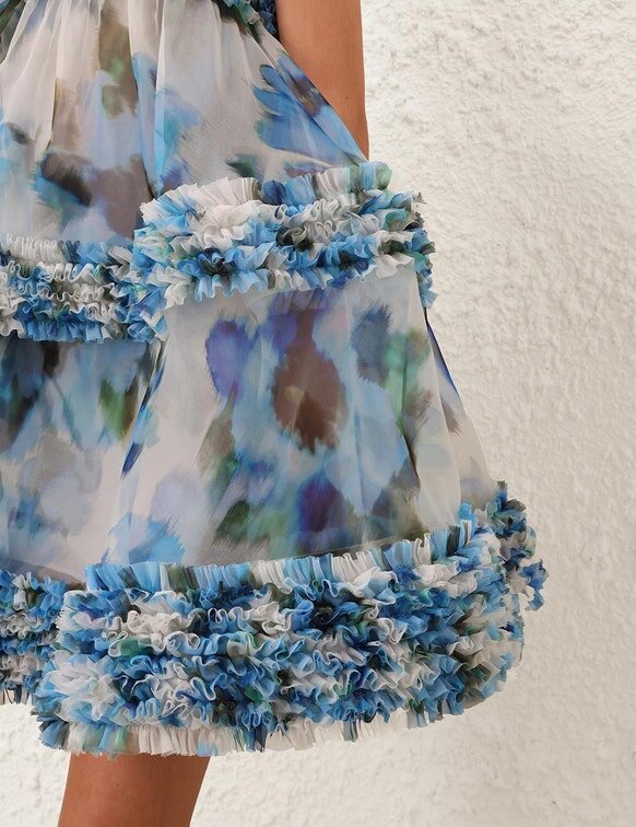 Abito con volant Alchemy in blu papavero online Abito con volant Alchemy in blu papavero online