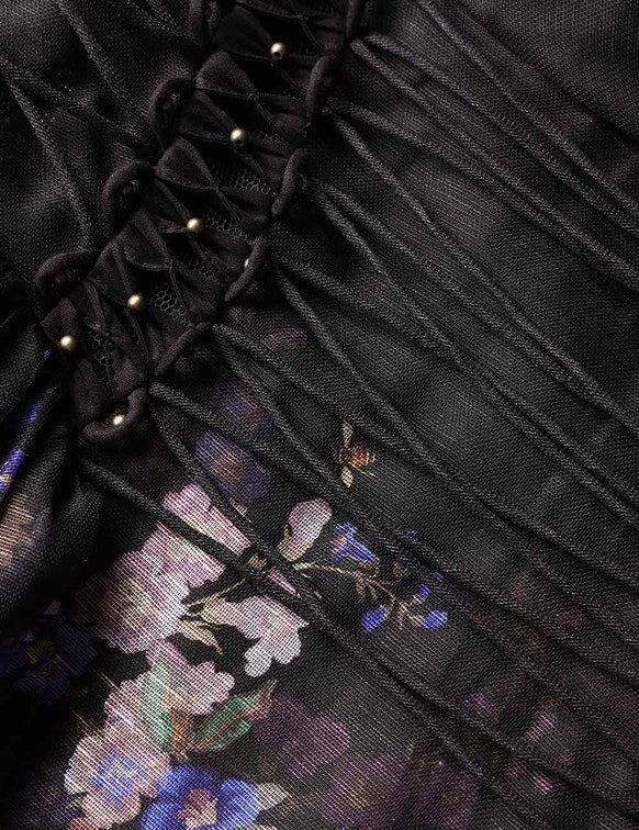 Abito da picnic con perline Luna nero a motivi floreali multipli online Abito da picnic con perline Luna nero a motivi floreali multipli online