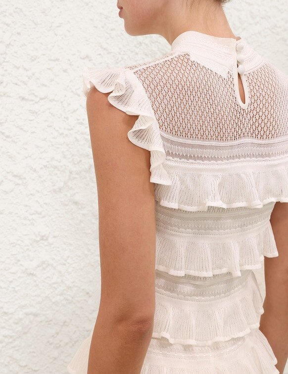 Abito Luna Lace Frill color avorio online Abito Luna Lace Frill color avorio online