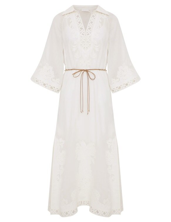 Abito lungo ricamato Indra color avorio online Abito lungo ricamato Indra color avorio online