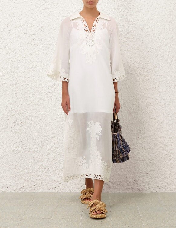 Abito lungo ricamato Indra color avorio online Abito lungo ricamato Indra color avorio online