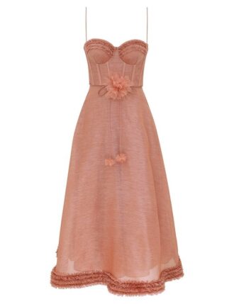 Abito midi con volant Luna in Peony online