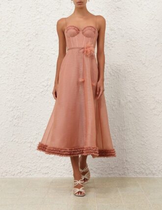 Abito midi con volant Luna in Peony online