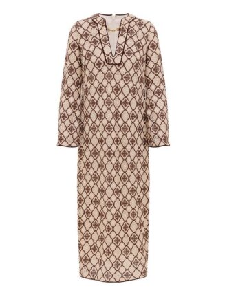 Abito midi Luna in guipure color cioccolato crema online