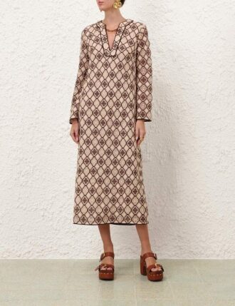 Abito midi Luna in guipure color cioccolato crema online