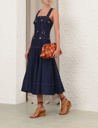 Abito midi utility in Denim Luna blu porto online