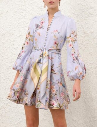 Abito Rebellion con bottoni in blu Aviary online