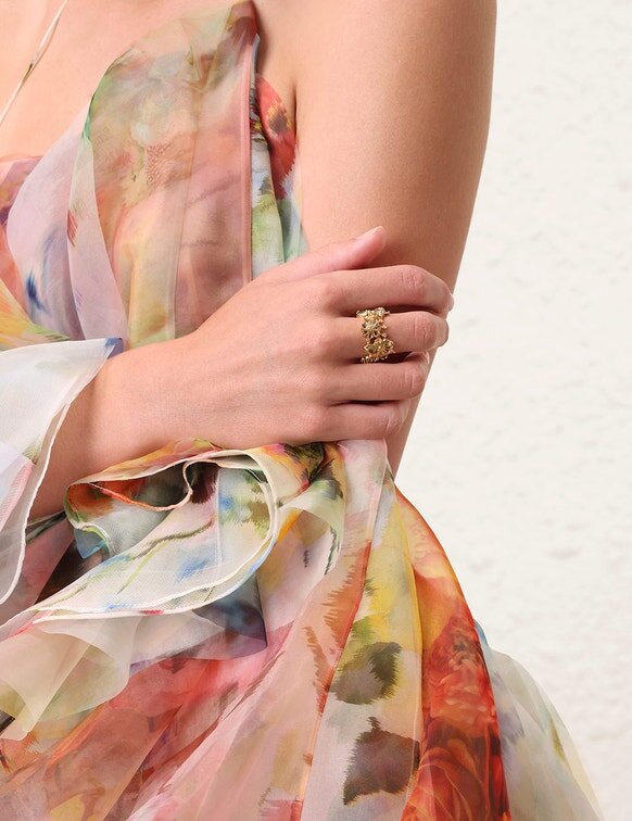 Anello a fascia Bloom in acquamarina online Anello a fascia Bloom in acquamarina online