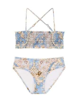 Bikini a balze Daylight Kids in Denim floreale bandana online