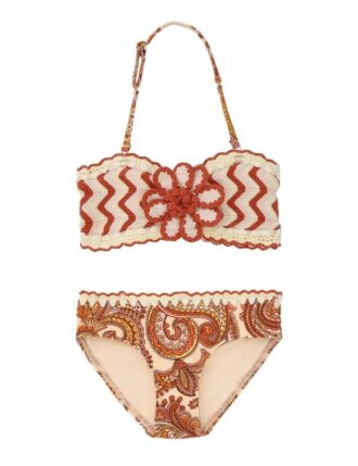 Bikini all’uncinetto Patience per bambini in crema/arancione paisley online