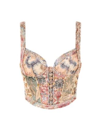 Bustier in cordoncino Rebellion con motivo floreale a strisce online