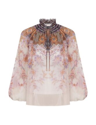 Camicetta Luna Billow in blu crema con motivo paisley online