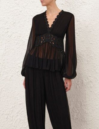 Camicetta Luna con peplo nera online