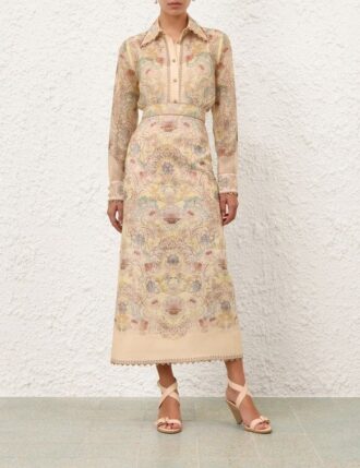 Gonna a tubino Rebellion con motivo floreale giallo limone online