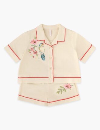 Camicia da bambino Aster con ricami, color avorio, online