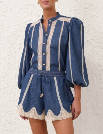 Camicia in Denim Awaken blu ferrovia online