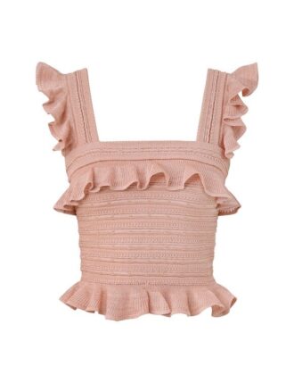 Canotta con volant Rebellion in oro rosa metallizzato online