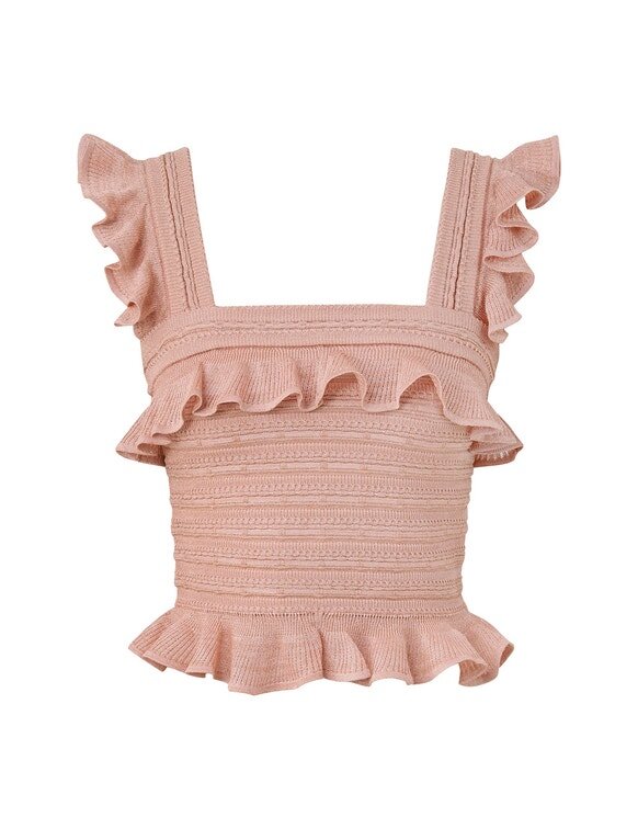 Canotta con volant Rebellion in oro rosa metallizzato online Canotta con volant Rebellion in oro rosa metallizzato online