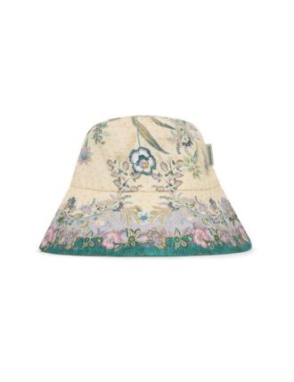 Cappello a secchiello con tesa lunga stampato Cream Scarf Floral Online