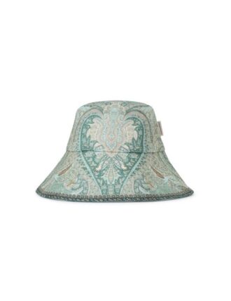 Cappello a tesa larga stampato Tapestry Teal Multi Online