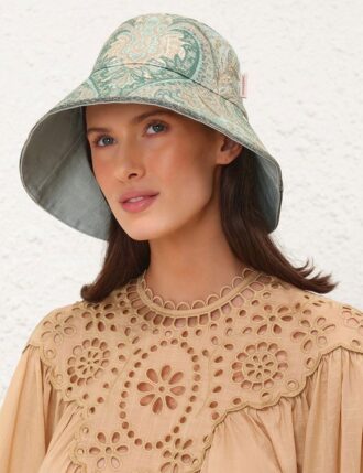 Cappello a tesa larga stampato Tapestry Teal Multi Online