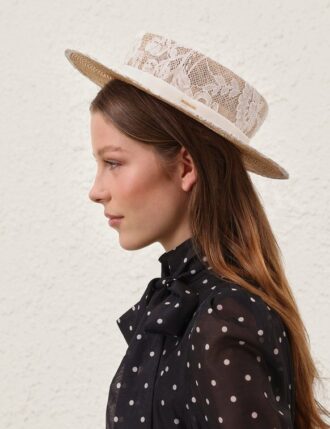 Cappello Boater in pizzo avorio online