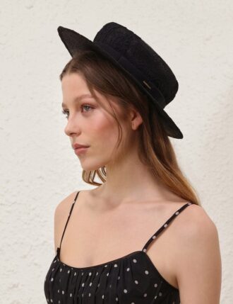 Cappello Boater in pizzo nero online