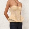 Corsetto sfilacciato Rebellion color crema online