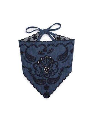 Foulard ricamato blu ferrovia online