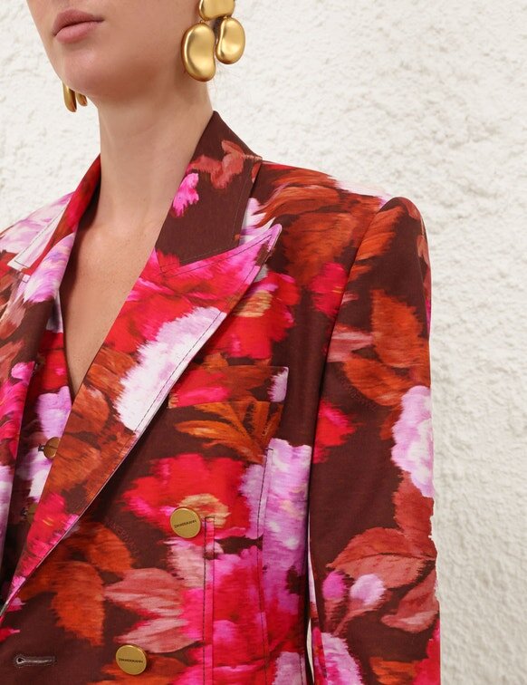 Giacca in drill stampato Luna color cioccolato rosa online Giacca in drill stampato Luna color cioccolato rosa online