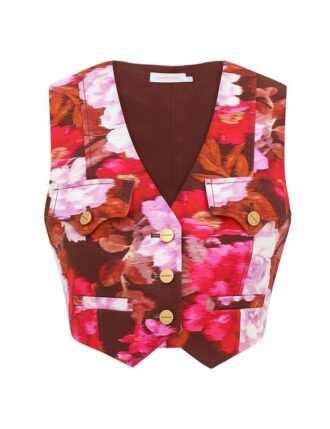 Gilet in drill stampato Luna Chocolate Rose Online