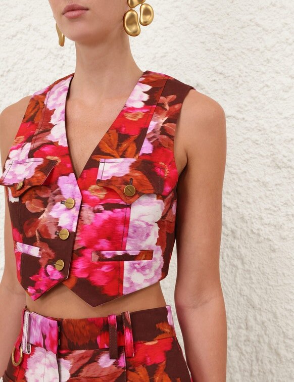 Gilet in drill stampato Luna Chocolate Rose Online Gilet in drill stampato Luna Chocolate Rose Online