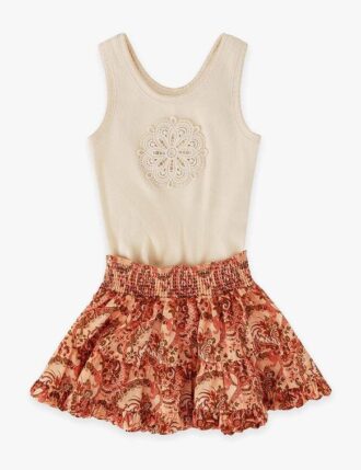 Gonna con orlo a palloncino Aster Kids con motivo floreale paisley rosa online