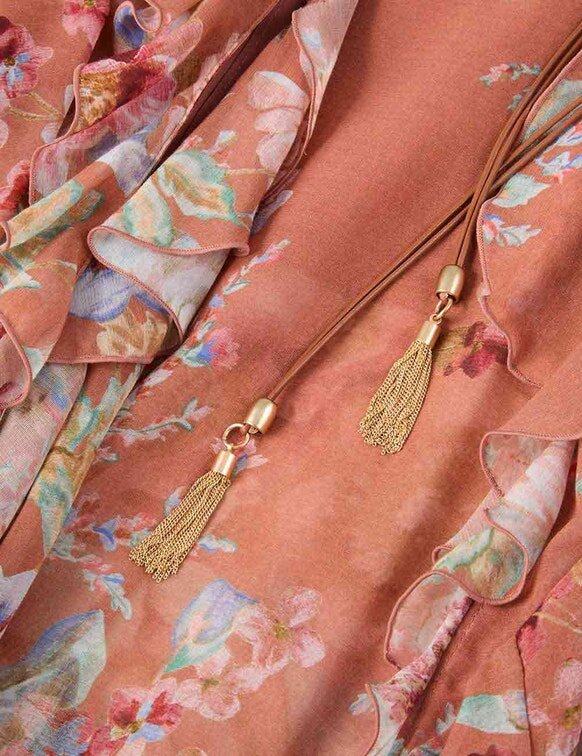 Gonna con volant Awaken con motivo floreale color cannella online Gonna con volant Awaken con motivo floreale color cannella online