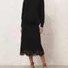 Gonna midi in pizzo merino Luna, nera, online