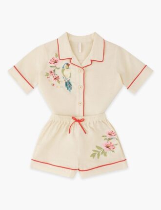 Pantaloncini da bambino Aster con ricami color avorio online