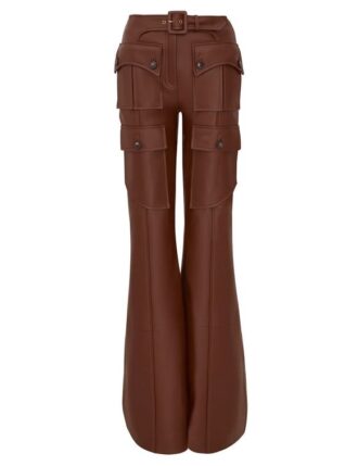 Pantaloni a zampa in pelle Luna Radical Brown online