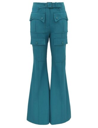 Pantaloni a zampa Luna Drill verde acqua online