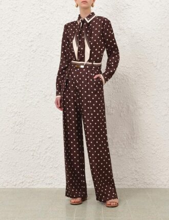 Pantaloni dritti a pois Chocolate Dot online