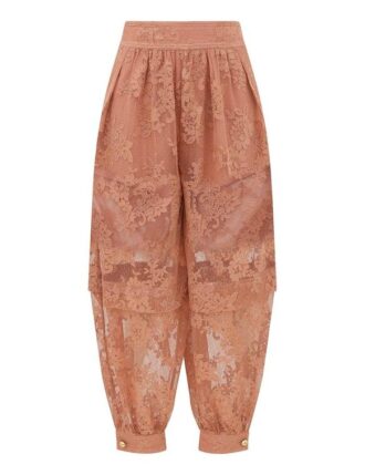 Pantaloni harem in pizzo Luna color pesca online