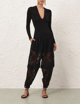 Pantaloni harem in pizzo Luna neri online