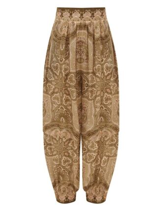 Pantaloni harem in raso Luna, modello Olive Perla Paisley, online