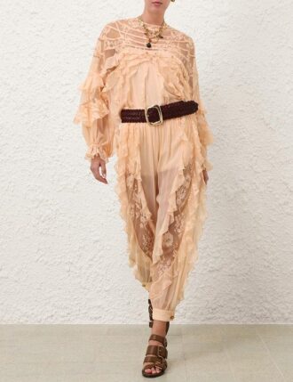 Pantaloni harem Rebellion Splice color pesca online