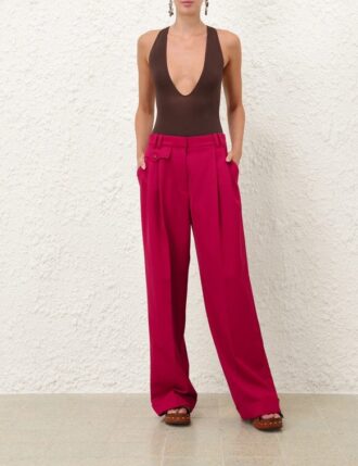 Pantaloni larghi in lana Luna fucsia online